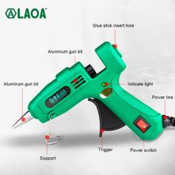LAOA-Hot Melt pistola de cola elétrica, Mini Thermo Industrial, pistola térmica, temperatura, artesanato reparação, ferramenta DIY, 7mm cola varas, 25W - Image 2