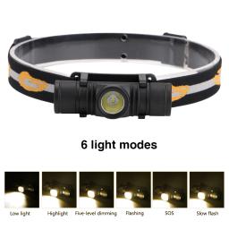 Lanterna de cabeça para acampamento, lanterna de cabeça com 6 modos usb recarregável, luz quente para pesca noturna, 1 x segundo - Image 2