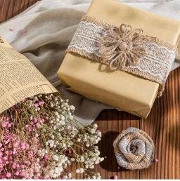 Natural Juta Serapilheira Lace Ribbon Roll Com Laço Branco Rústico Vintage Wedding Decoração Tecido Fitas para Artesanato Wedding Bow - Image 6
