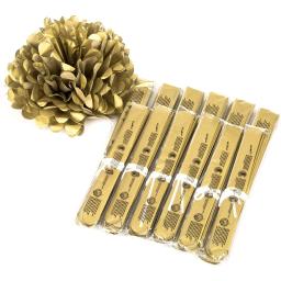 Papel de seda artesanal, flores de pompoms para festa de aniversário de casamento, chá de bebê, decoração artesanal, dourado e branco, decoração de bola de papel - Image 3