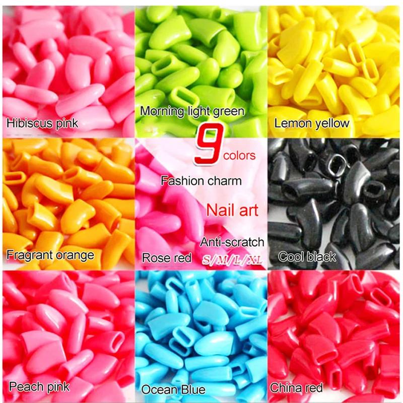 20 pces gato macio cão unha caps gato prego capa pet silicone protetor de unhas com cola livre e aplicador tamanho xs s s m l - Image 1