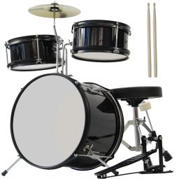 Kit de Bateria para Crianças, Instrumentos Musicais, Bateria, Baquetas, Assento, Real, 12 in, 3 PCs - Image 1