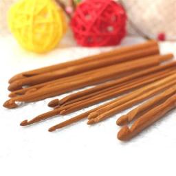 Novidade 12 peças 12 tamanhos gancho de madeira de bambu kit agulhas de crochê para tear ferramenta artesanato faça você mesmo acessório de tricô - Image 1