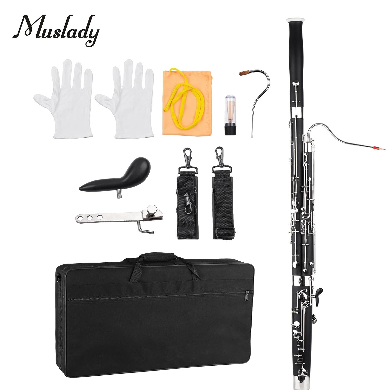 Muslady instrumento de sopro profissional c bassoon, instrumento de sopro de madeira corpo de madeira sintética cupronicel banhado a prata e chaves de níquel - Image 1