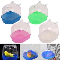 Caixa de banho de água plástica para papagaios Gaiola de pássaro pendurada Banheira para pássaro de estimação Banheira para periquito 1pc - Image 1