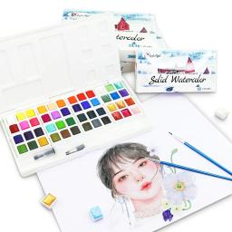 Angelmark-Tinta Profissional Aquarela Sólida, Conjunto de Pintura com Escova de Água, Caneta para Desenho, Artigos de Arte, 24 Cores, 36 Cores, 48 Cores - Image 2