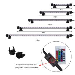 Aquário com lâmpada colorida rgb, 19-49cm, controle remoto, para mergulho, 90-260v, aquario, lâmpada para plantas, tanque de peixes, jardim - Image 3