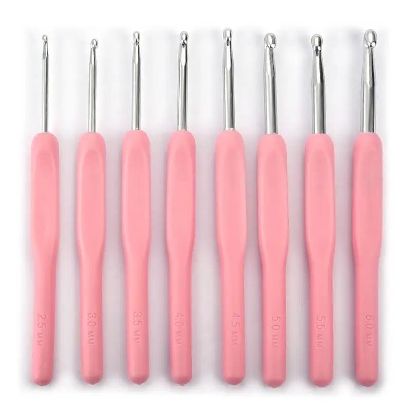 Agulhas de crochê multicoloridas, 8 fábricas, cabo de plástico, alumínio, tricô, agulha, suéter, costura, artesanato, ferramentas, kit de tecelagem - Image 1