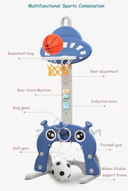 Suportes de basquete ajustável para crianças, objetivo de futebol infantil indoor, brinquedo de aro, brinquedos de bola para bebê, 1-1,5 m - Image 3