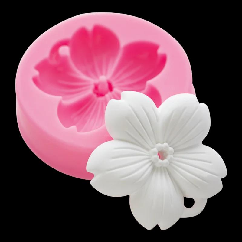 3D Flor Em Forma De Aromaterapia Cera De Silicone Molde, Flores De Cereja, Carro Pingente, Bolo De Molde, Flor De Sabão, Gesso De Gesso Moldes, DIY - Image 1