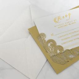 Cartões da resposta do convite do casamento dos pces para o corte elegante do laser do casamento cobre cartões rsvp do laço do ouro com os envelopes 50 do retorno - Image 2