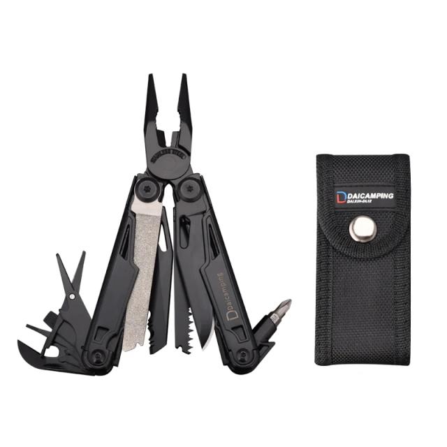 Camping Multitools Clip Daicamping: Alicators Multifuncionais, Faca Dobrável 18 em 1, Inspirada no Exército Suíço, Modelo DL12 em Aço 7CR17MOV