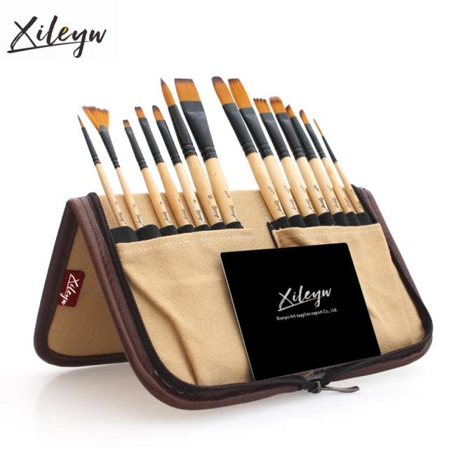Conjunto de 14 Pincéis de Aquarela com Estojo para Pintura, Desenho e Arte