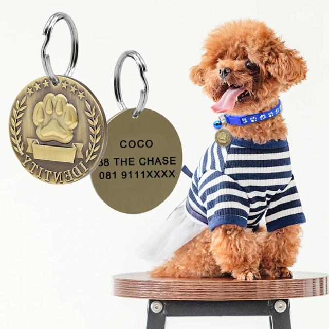 Etiqueta de Identificação Personalizada Anti-Perda para Cães com Nome do Animal de Estimação