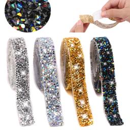 QIAO-Auto-adesivo Strass Trim, Glitter Crystal Tape, Strass Ribbon Cadeia, DIY Artesanato Decorações - Image 1
