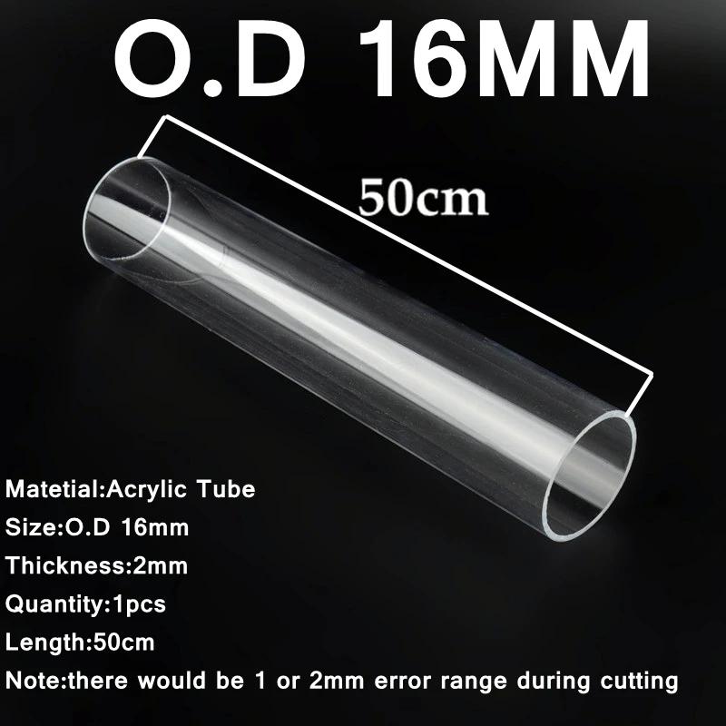 3 pces 50cm de comprimento o. d.16/20/32/40/50/60 mangueira acrílica transparente tubo de aquário suprimentos de tubos de plástico do tanque de peixes encaixes tubo de vidro - Image 1