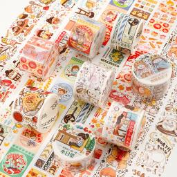 1 rolo de fita washi fat planet 2.0 série personagem bonito scrapbooking material decorativo fitas adesivas diário adesivos - Image 1
