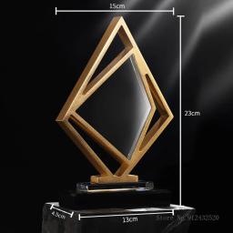 Personalizado Personalizado Metal Geométrico Forma Base De Cristal Troféu, Galvanoplastia Prêmio De Ouro, Lembrança Do Evento, Decoração De Casa - Image 6