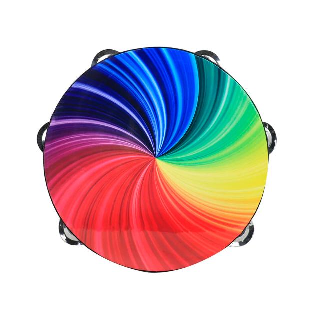 Pandeiro Colorido de 8 Polegadas para Crianças - Brinquedo de Madeira e Instrumento de Percussão Musical