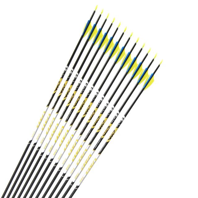 12 pçs setas de carbono tiro com arco spine350 400 500 600 700 800 900 id4.2mm 1.75 "ponto alvo palhetas plástico para arco recurvo