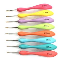 Conjunto de agulhas de crochê ergonômicas, 1.0-2.75mm, 8 peças, aço, com punho de borracha macia, colorido, amortecido, agulhas - Image 6