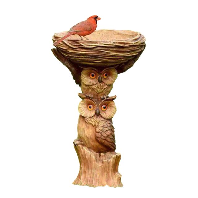Alimentador de Pássaros em Ferro Forjado com Design de Coruja e Beija-flor para Jardim e Decoração Externa