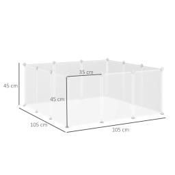 PawHut Small Animal Fence, Gaiola metálica modular, 12 painéis, 24 conectores, coelhos e cachorros, branco, 105x105x45 cm - Image 6