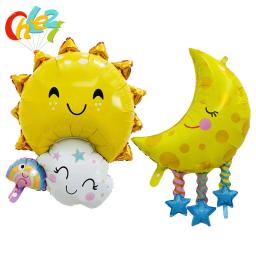 Balões metalizados de arco-íris, 2 peças, pingente de lua, balão de hélio, para decoração de festa de aniversário infantil, brinquedos - Image 1