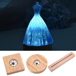 LED Night Lights Display Base, madeira iluminado suporte para resina epóxi artesanato, carregamento USB, decoração para casa - Image 2