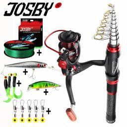 Telescópica Pesca Rod Reel Combo, Kit Completo, Engrenagem Spinning Reel, Linha Iscas, Espaço Pesca, Mini Viagem Surf, Conjunto Opcional - Image 1