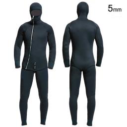Roupa de mergulho com capuz para homens, 5mm, duas peças, neoprene, mergulho subaquático, caça, surf, com zíper - Image 1