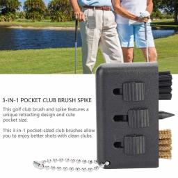 Escova para tacos de golfe, limpadores de ranhuras para tacos de golfe de uso múltiplo retrátil 3 em 1, para kit de divot de bola de golfe, ferramenta de limpeza de bolso - Image 4