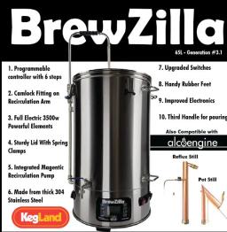 Kegland brewzilla 65l-gen.3.1.1-tudo em uma máquina de fabricação de cerveja kit homebrew - Image 1