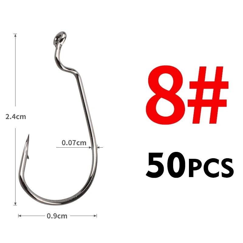 MEREDITH 50 pçs/lote Verme Macio anzol para Pesca Ganchos de Aço de Carbono Elevado Ampla Super Bloqueio Ganchos de Anzóis Isca Softjerk 8 #-5/0 Equipamento De snap Pesca iscas artificiais - Image 1