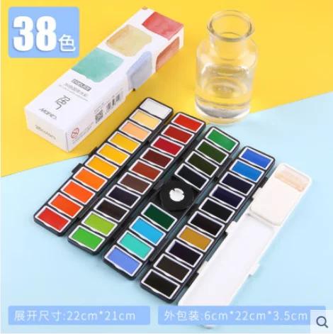 Caixa de pigmento de 38/58 cores para iniciantes, conjunto de tela dobrável em aquarela sólida, pequeno e conveniente, ferramenta de desenho para iniciantes, artes - Image 1
