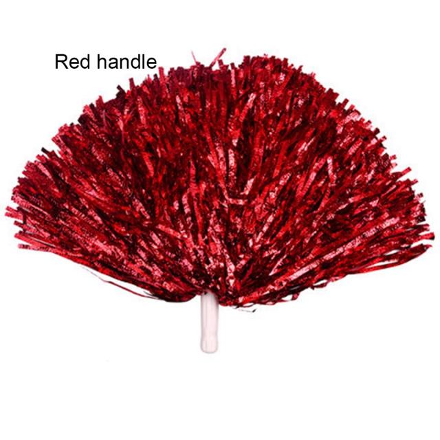 Pompons Metálicos para Dança de Torcida com Punho Plástico - Decoração Esportiva para Clubes, 1 PC/1 Par