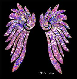 1 par grande adesivos de lantejoulas com asas de anjo para roupas apliques para costura em jaqueta bordado decorativo artesanato - Image 6