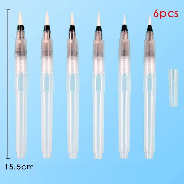 Pincel de tinta recarregável, 6 lâmpadas, caneta pincel aquarela macia para pintura de caligrafia e desenho, materiais de arte - Image 1