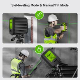 Huepar 2 linhas de nível laser auto-nivelamento feixe verde cruz linha vertical & horizontal 100ft alinhamento ferramentas a laser para casa diy - Image 4