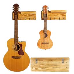 Suporte de madeira para guitarra batesmusic, rack de pendurar com acessórios de violão, prateleira de armazenamento e 4 ganchos - Image 5