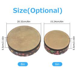 Instrumento de percussão portátil do instrumento da música de orff do tambor da mão de 6/8 polegadas com baqueta - Image 6