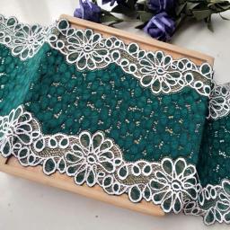 Tecido de renda elástico para decoração artesanal, 3 metros de alta qualidade, verde e branco, super amplo de 20cm, faça você mesmo, decorativo, chantilly, com elasticidade - Image 4