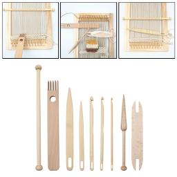 Ferramentas de tecelagem Madeira, Weaving Shuttle, Agulha de crochê, Mão Loom Stick, Tricô Tapeçaria, Ferramentas DIY Craft, 9Pcs Set - Image 4