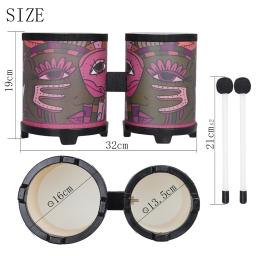 Bongos de madeira tambor indiano decalque tambor duplo instrumentos musicais percussão crianças aprendizagem precoce brinquedos educativos com baquetas - Image 6