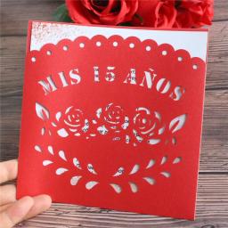 Mís 15 Anos Feliz Aniversário Cartão de Convite da Festa de 15 Anos Digital Cut Floral Flor Do Laço impressão design personalizado - Image 6