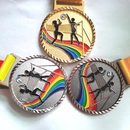 Medalha de Metal Voleibol, Medalha de Jogo, Lembranças com Fita Boa, Cor, Desporto Escolar, Impressão gratuita, 6,8 cm, Novo - Image 1