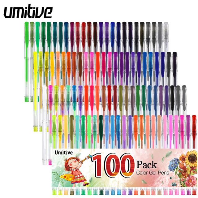 Conjunto de Canetas de Gel com Glitter - 100 Cores Vibrantes para Colorir, Artesanato e Desenho Artístico