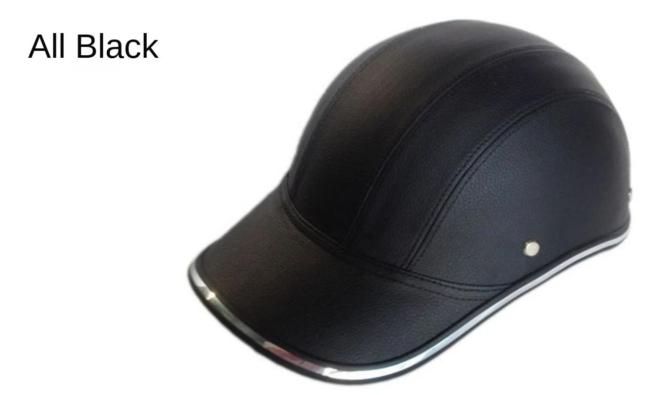 Boné de segurança ajustável de couro, capacete de beisebol para ciclismo, proteção solar ao ar livre, veículo elétrico, capacete protetor de bicicleta - Image 1