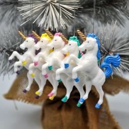 Amuleto de unicórnio para pendurar, enfeite multicolorido para árvore de natal, decoração de festa de ano novo, 2020 - Image 1