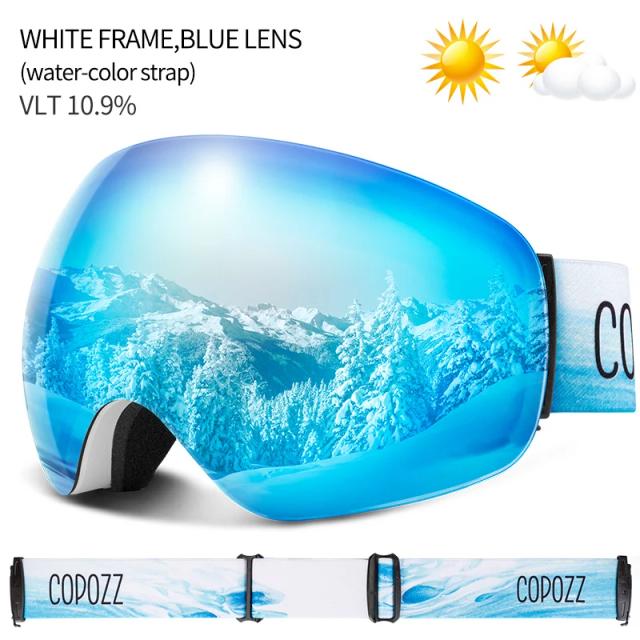 Copozz Óculos de Esqui Proteção UV400 Anti-Nevoeiro Visão Ampla Masculino Feminino